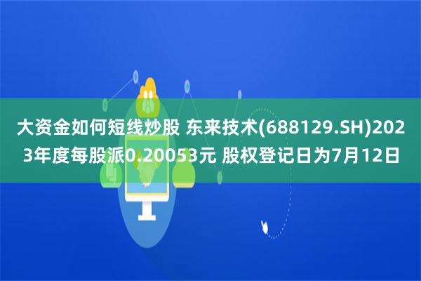 大资金如何短线炒股 东来技术(688129.SH)2023年度每股派0.20053元 股权登记日为7月12日